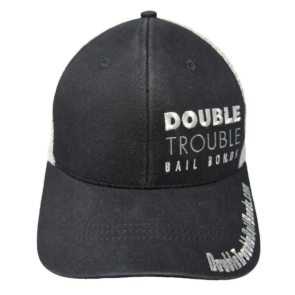VIE Trucker Hat Black One Size Double Trouble Bail Bonds Idaho Mesh Snapback